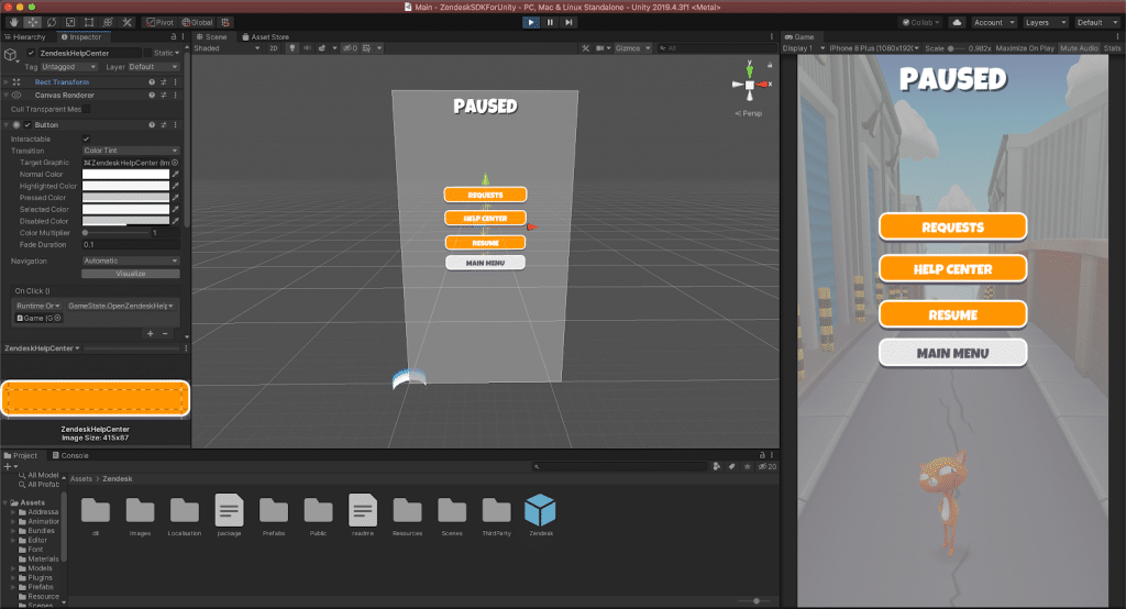 Aplicativo com a central de ajuda (Help Center) já personalizada