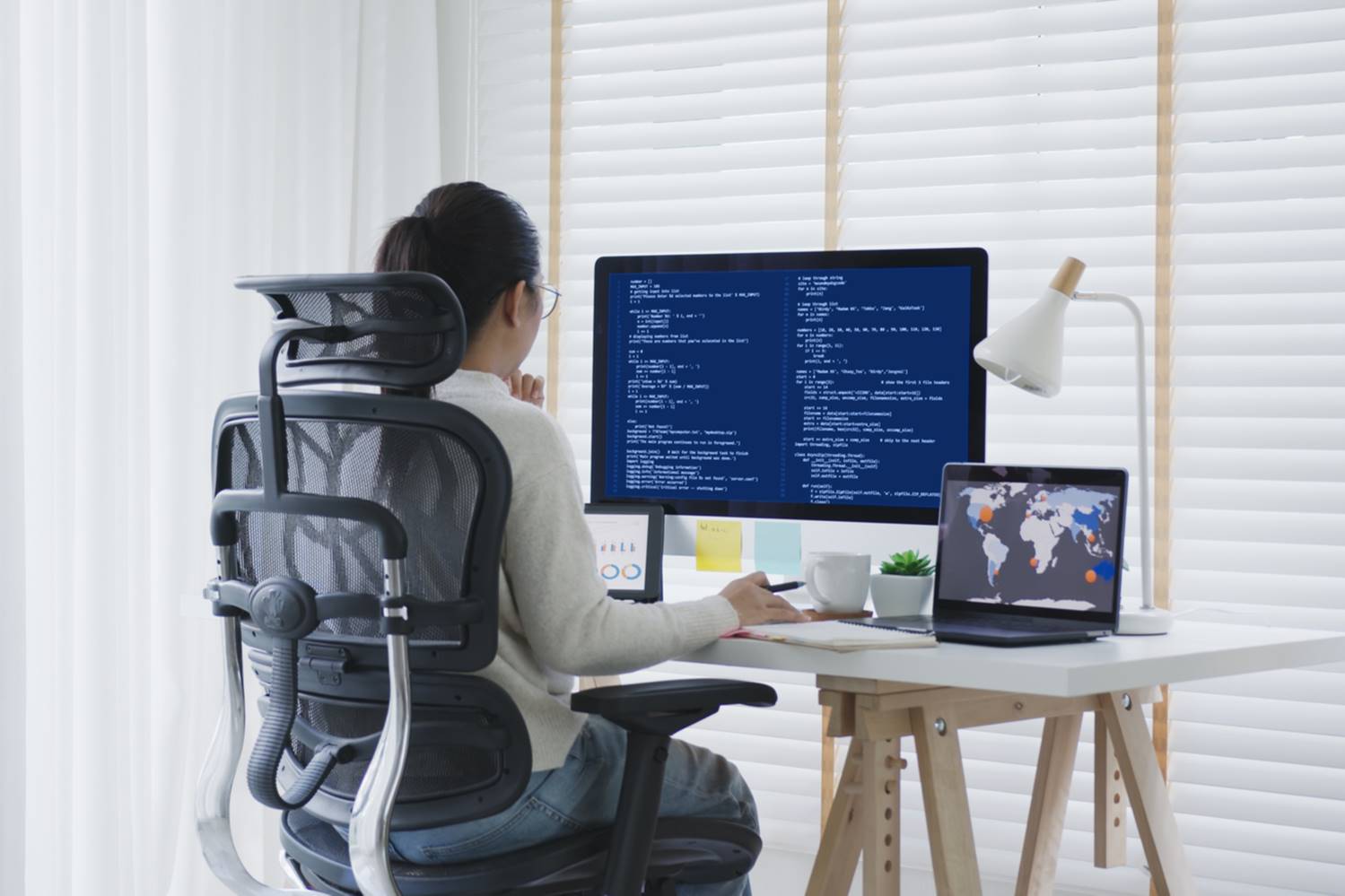 treinamento, mulher, programação, código