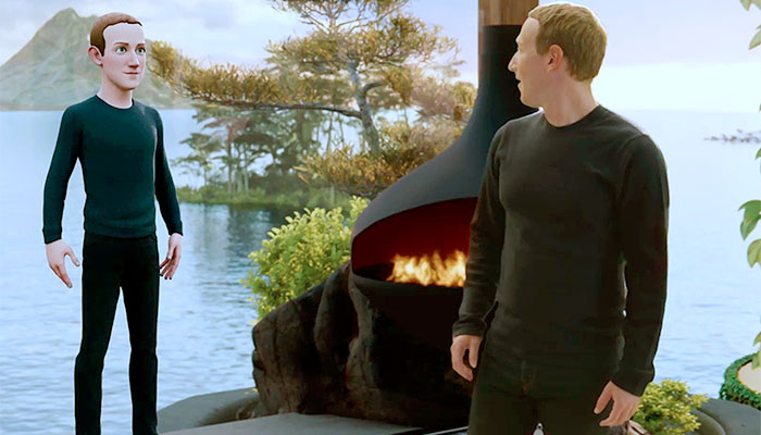 O CEO da Meta, Mark Zuckerberg, durante apresentação que simulou sua proposta do que deve ser o metaverso, em outubro de 2021