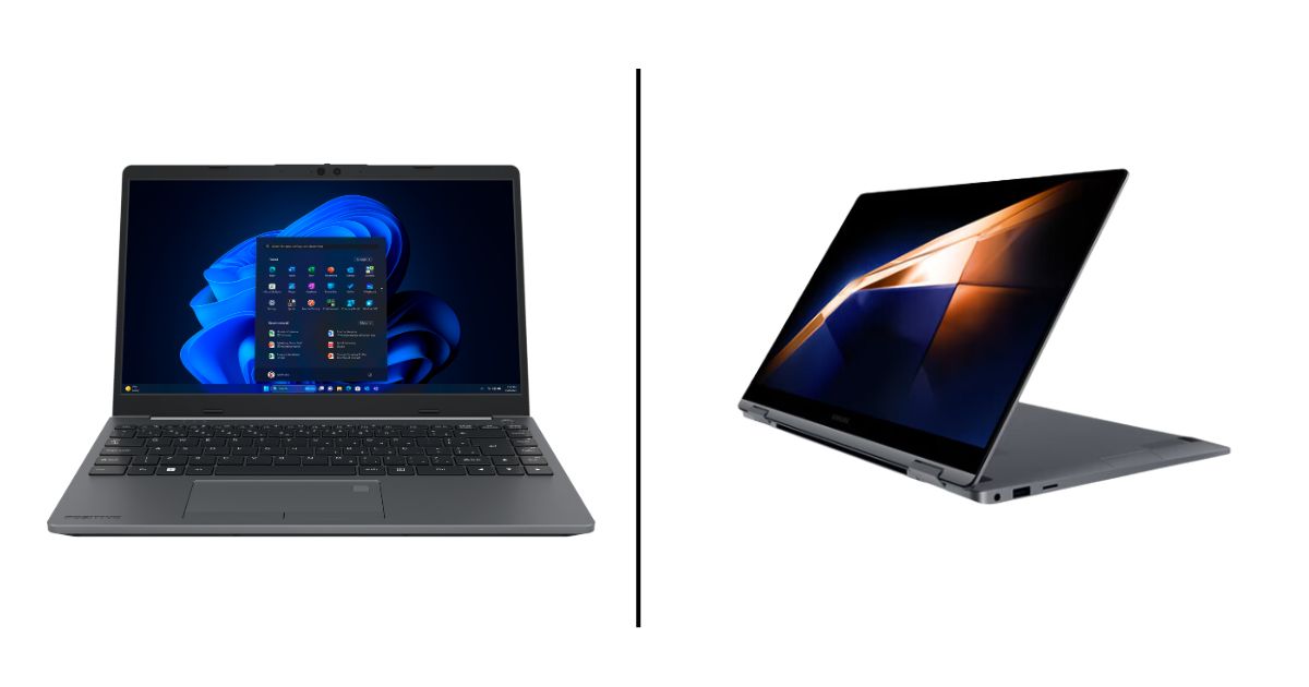 IA PCs: Positivo Master N6445 (à esquerda) e Galaxy Book4 360 (à direita)